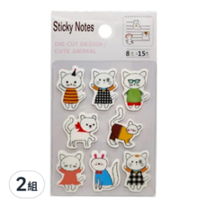 德德小品集 多款式 POP 小白貓的生活 便利貼 60590, 120枚, 2組