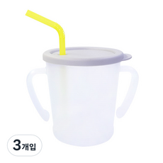 아가프라 유아용 뉴 매직 빨대컵, 300ml, 3개, 그레이