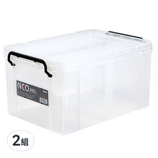 KOMAX Neo 340 收納箱 附蓋子 34L 透明, 2組