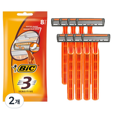 BIC 比克 男士用三層刀片敏感型攜帶式刮鬍刀, 2個, 8入