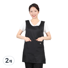 Restaurant & Beauty Gown 四口袋連身裙式圍裙 L AE226, 黑色, 2個