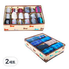 MINEING 襪子18格收納盒 1個+內衣8格收納盒 1個, 混色, 2組