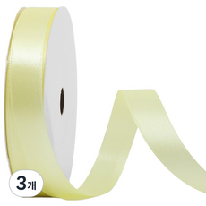 리드홈 마카롱 고밀도 주자 선물포장 공단 리본 15mm, 레몬, 3개, 30m
