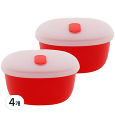 체리하우스 실리콘 밥팩용기 레드, 4개, 350ml