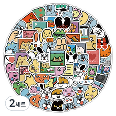 데일리조이 귀여운 동물 다이어리 다꾸 팬시 스티커 100종 세트, 선택7, 2세트