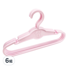 迪士尼 米妮 浮雕兒童塑膠衣架5支組 台灣製，可愛卡通造型，安全耐用，呵護寶貝衣物, 6組