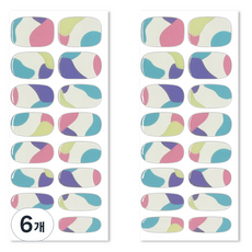 Bellancy 真實凝膠美甲貼 基本款美甲貼紙 16片, 多彩雲朵, 6個