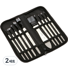 Liz J 美術用品 壓克力畫 背景刷 + 帆布袋 套裝 03 白色桿 黑色 白色 尼龍毛, 2套, 240 x 100 x 10