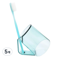 salthong 倒掛瀝水漱口杯牙刷架, 綠色透明, 5個