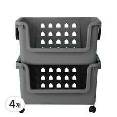 보노하우스 이동식 바퀴포함 바스켓 80L, 그레이, 4개
