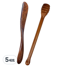 꿀잼 듀오 꿀뜨개 + 버터 나이프 세트, 우드, 5세트