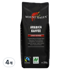마운트하겐 유기농 아라비카 원두커피, 홀빈(분쇄안함), 250g, 4개
