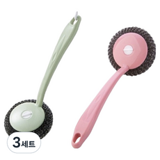 PEONIST 廚房洗碗鋼絲絨清潔刷2件組, 綠色, 粉紅色, 3套