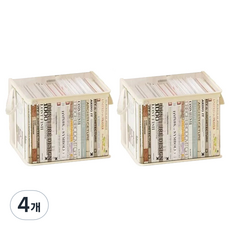 Ellyshop 透明摺疊式多功能智慧書本收納箱, 4個, 白色