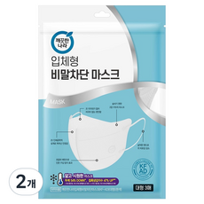 깨끗한나라 입체형 비말차단 마스크 대형 KF-AD, 3개입, 2개, 흰색
