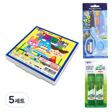 JONG IE NARA 5000單面色紙盒+Kokuyo SAXA飛蓋剪刀 藍色+膠水 15g*2入組, 5套, 10 種顏色