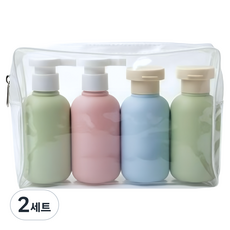 Beliean 旅行用分裝瓶 按壓式 100ml x 2入 + 軟管式 100ml x 2入 + 收納袋 20 × 13 × 6 cm 套組, 2套, 混合色