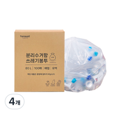탐사 분리수거 쓰레기봉투 배접 유백 100p, 4개, 80L