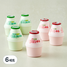 빙그레 딸기맛 우유 240ml x 3개입 + 메로나 우유 240ml x 3개입 세트, 6세트