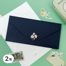 Good given 高級零用錢信封 花壇木蘭 10入 貼紙 12入, 2個, 青雲色
