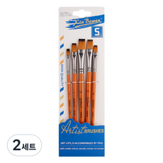 Black Tree棕色藝術水彩扁刷5件組, 2套