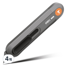 델리 홈시리즈 커터칼 옐로우 T형 HT4008C, 4개