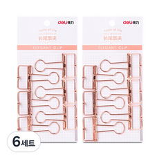 델리 메탈 와이어 더블클립 32mm 9415 로즈골드, 3호, 6개입, 6세트