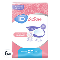 iD 여성용 인타임 기저귀, 대형, 10매입, 6개