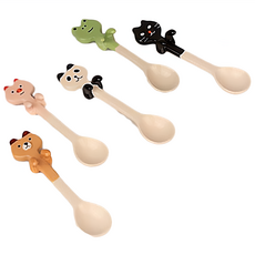 卡通陶瓷咖啡匙, 1套, 青蛙 + 黑貓 + 咖熊 + 粉豬 + 熊貓