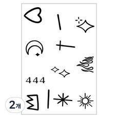 gelluna 半永久手指小字母花朵圖案插畫指甲花紋身貼紙, 2個, T-231