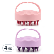 글로우스푼 투톤 샴푸브러쉬 두피마사지 브러쉬, 핑크 + 퍼플, 2개입, 4세트
