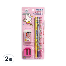 筌翔國際 麻吉學齡前原木大三角鉛筆組合 2B,6支,混和顏色 - 兒童書寫好幫手