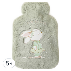 EVER HOUSE 鬆軟插畫保溫熱水袋 綠色 1000ml, 5個