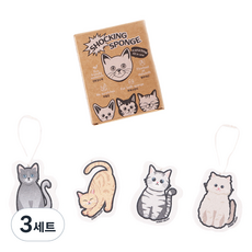 써니엔조이 제로웨이스트 식물성 셀룰로오스 압축 고양이 수세미 4종 세트, 3세트