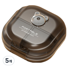 Richi Ssalbong 簡約星期藥盒 7格 黑色 8 x 8 x 4 cm, 5個