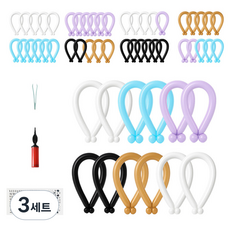 피앤비유니티 요술풍선 50p + 펌프 + 레터링스티커 +스티커집게 세트, 마카롱 빈티지 혼합5색, 3세트