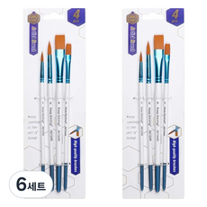 에이비엠코리아 수채화 혼합 붓 4종 세트, 6세트, 2호, 4호, 6호, 8호