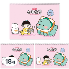 포포팬시 라이노 스케치북 핑크, 8절, 16매, 18개