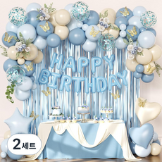 보미프 풍선 생일 이벤트 장식 파티 패키지 세트, 2세트, 블루