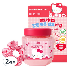 플루 산리오 헬로키티 퍼퓸드 슈가 바디스크럽 멜로즈 510g + 헤어 스크런치 세트, 2세트