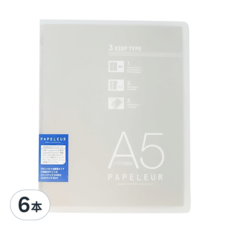 KyOKUTO 薄型3用資料夾 20孔 A5, 透明, 6本