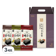 정담김 혼합 1호 참기름김 5g x 9p + 올리브김 5g x 9p + 매운김 5g x 9p 선물세트, 3세트