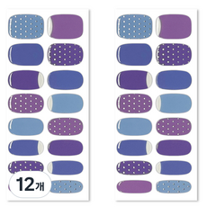 Bellancy 真實凝膠美甲貼 基本款美甲貼紙 16片, 藍色迷你圓點, 12個