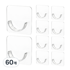 코멧 홈 무타공 압축봉 고정 홀더, 투명색, 60개