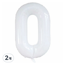 Second Best 簡潔白色派對氣球 100cm, 大型數字0, 2個