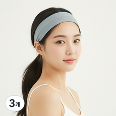 걸핀스 넓고 짱짱한 고탄력 요가 런닝 운동 헤어밴드 1603, 그레이, 3개