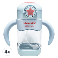 피셔프라이스 유아용 추 달린 사각 빨대컵, 280ml, 4개, 블루