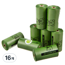 comet 寵物拾便袋 補充包, 綠色, 15入, 16個