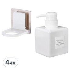 모나코올리브 호텔식 샴푸 린스 디스펜서 250ml + 무타공 샴푸홀더 세트, 화이트(디스펜서), 4세트