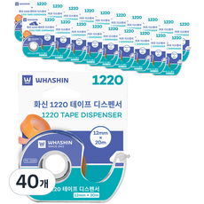 WHASHIN 1220 膠帶台膠帶 12mm x 20m, 40個, 透明